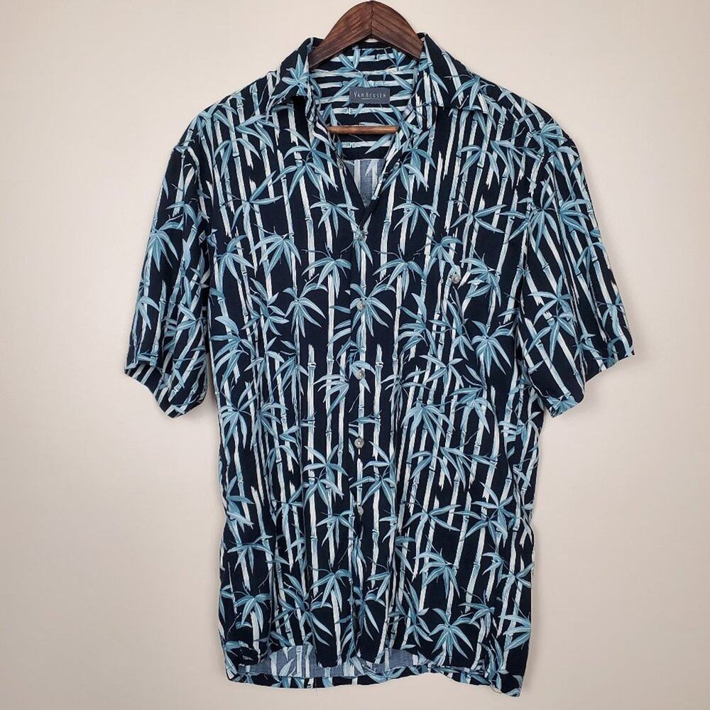 Van Heusen Shirt Bamboo Print Black Medium
